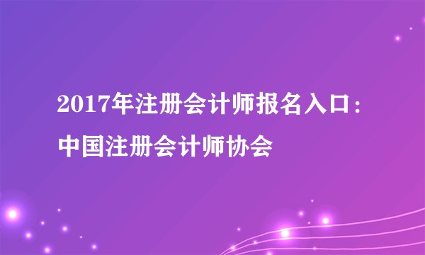 2017年注册会计师报名入口：中国注册会计师协会