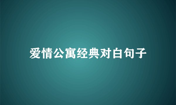 爱情公寓经典对白句子