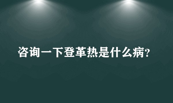 咨询一下登革热是什么病？
