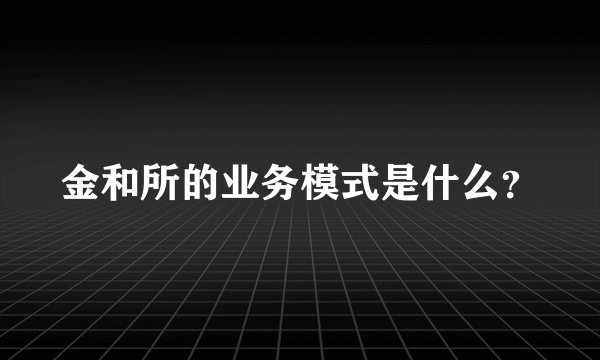金和所的业务模式是什么？