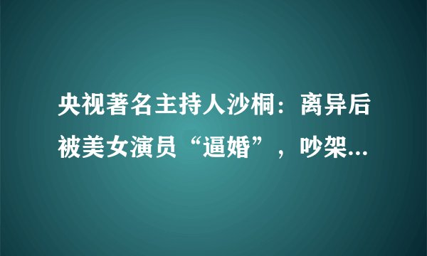 央视著名主持人沙桐：离异后被美女演员“逼婚”，吵架斗嘴感情深