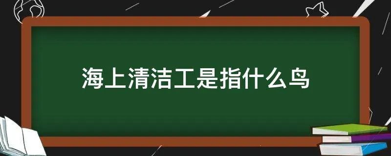 海上清洁工是指什么鸟