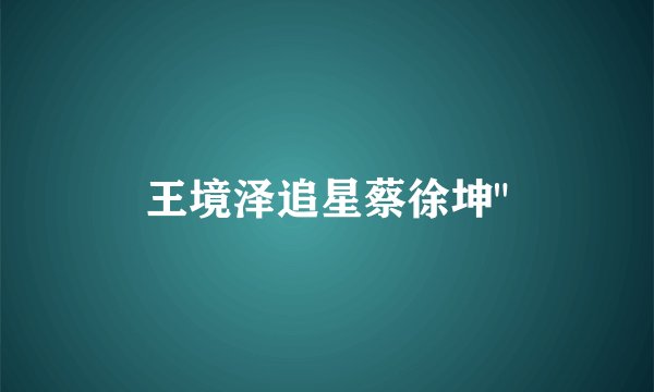 王境泽追星蔡徐坤