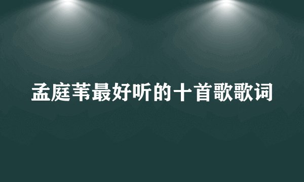 孟庭苇最好听的十首歌歌词