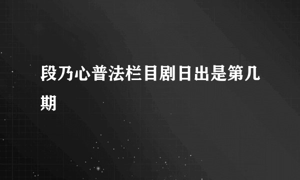 段乃心普法栏目剧日出是第几期