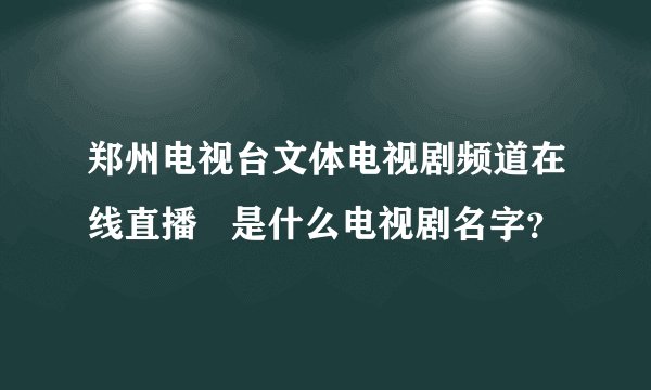 郑州电视台文体电视剧频道在线直播   是什么电视剧名字？