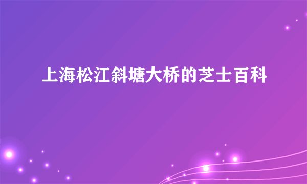 上海松江斜塘大桥的芝士百科