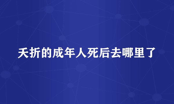 夭折的成年人死后去哪里了