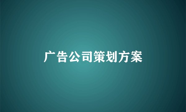广告公司策划方案