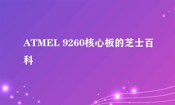 ATMEL 9260核心板的芝士百科