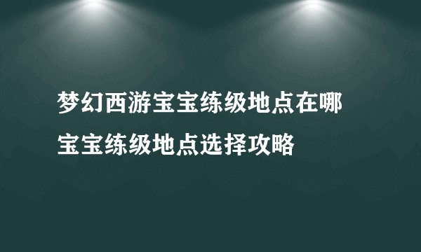 梦幻西游宝宝练级地点在哪 宝宝练级地点选择攻略