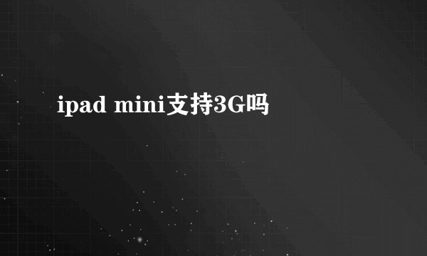 ipad mini支持3G吗
