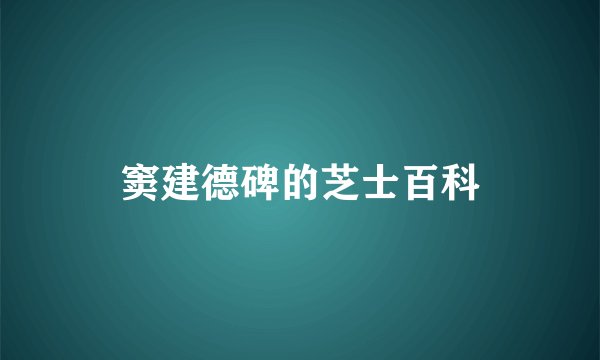 窦建德碑的芝士百科