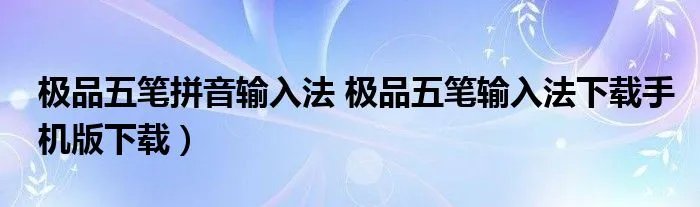 极品五笔拼音输入法 极品五笔输入法下载手机版下载)