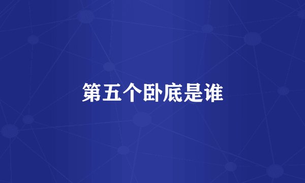 第五个卧底是谁