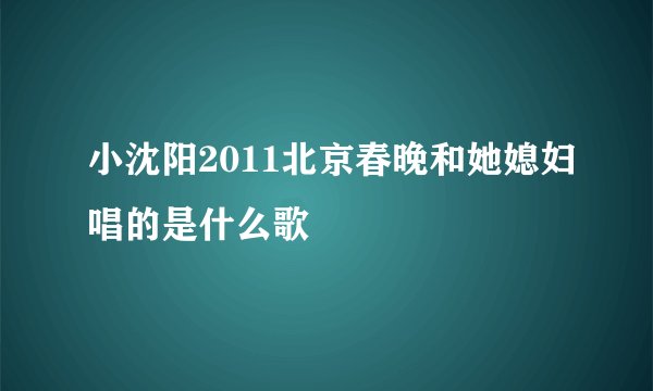 小沈阳2011北京春晚和她媳妇唱的是什么歌