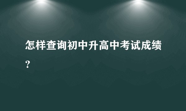 怎样查询初中升高中考试成绩？