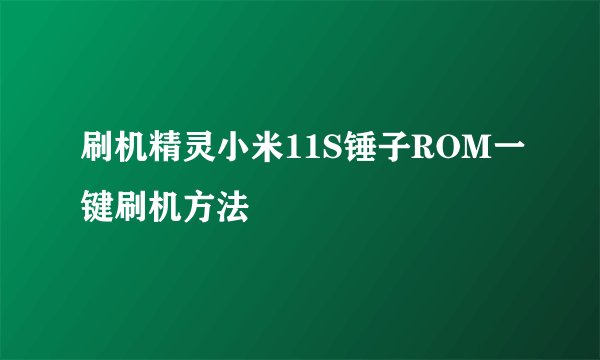 刷机精灵小米11S锤子ROM一键刷机方法
