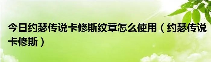 今日约瑟传说卡修斯纹章怎么使用（约瑟传说卡修斯）