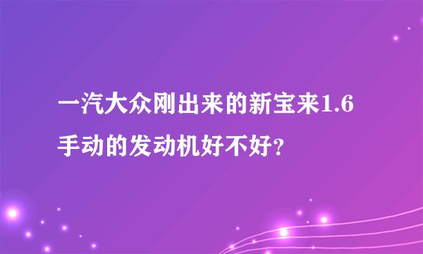 一汽大众刚出来的新宝来1.6手动的发动机好不好？