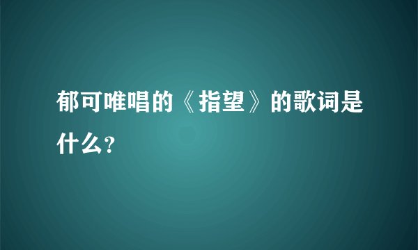 郁可唯唱的《指望》的歌词是什么?
