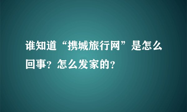 谁知道“携城旅行网”是怎么回事？怎么发家的？