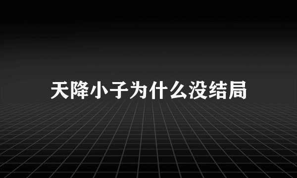 天降小子为什么没结局