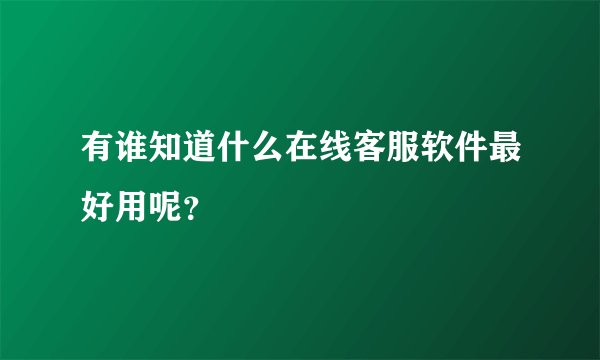 有谁知道什么在线客服软件最好用呢?