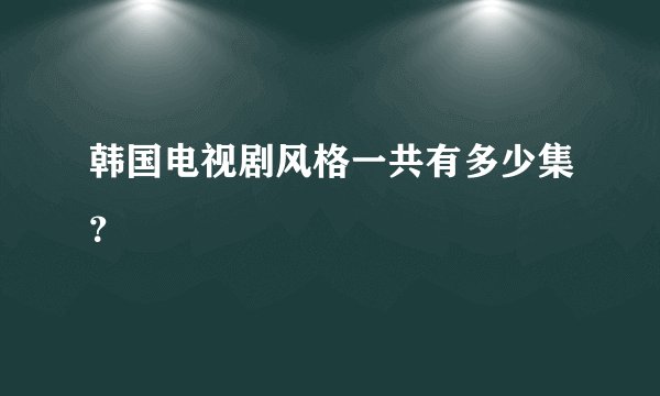 韩国电视剧风格一共有多少集？
