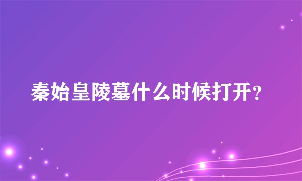 秦始皇陵墓什么时候打开？