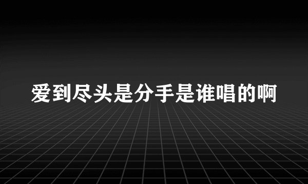 爱到尽头是分手是谁唱的啊