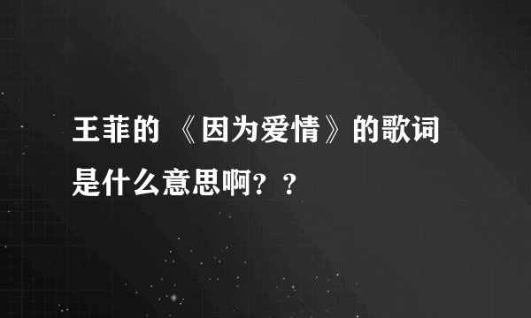 王菲的 《因为爱情》的歌词是什么意思啊？？