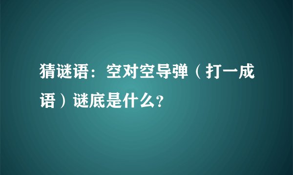 猜谜语：空对空导弹（打一成语）谜底是什么？