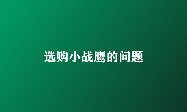 选购小战鹰的问题