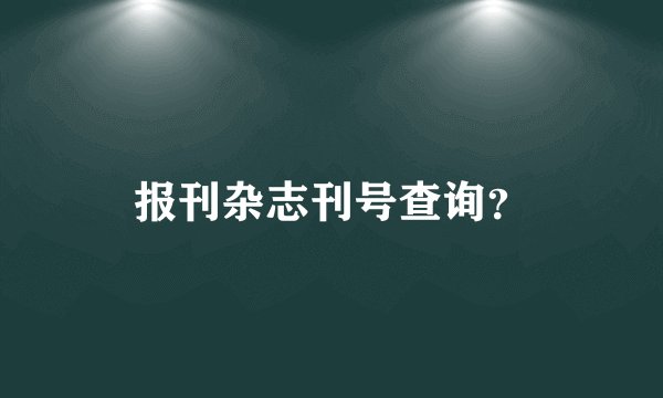 报刊杂志刊号查询？