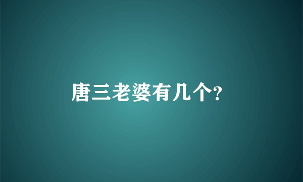 唐三老婆有几个？