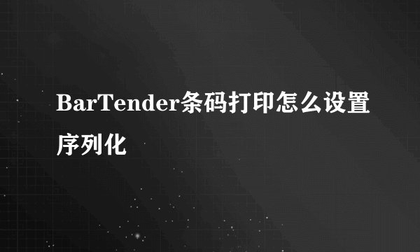 BarTender条码打印怎么设置序列化