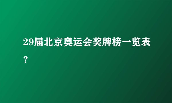 29届北京奥运会奖牌榜一览表?
