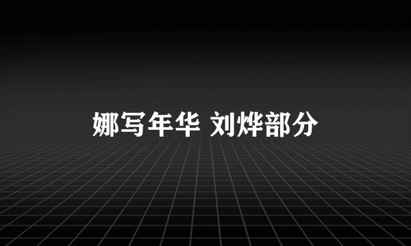 娜写年华 刘烨部分