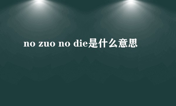 no zuo no die是什么意思