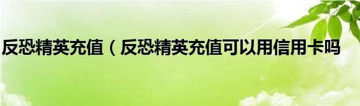 反恐精英充值（反恐精英充值可以用信用卡吗