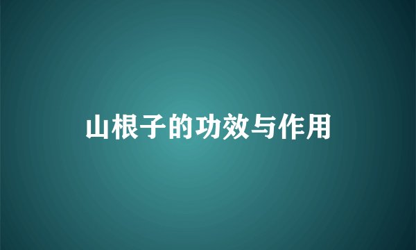山根子的功效与作用
