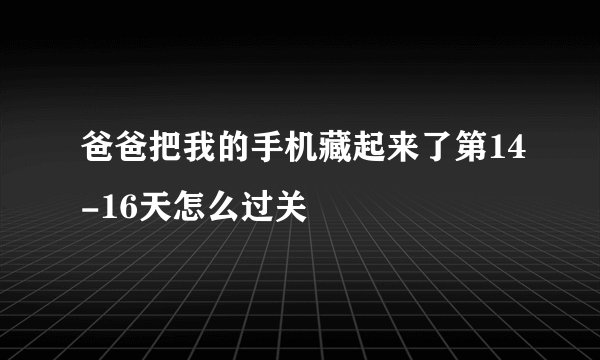 爸爸把我的手机藏起来了第14-16天怎么过关