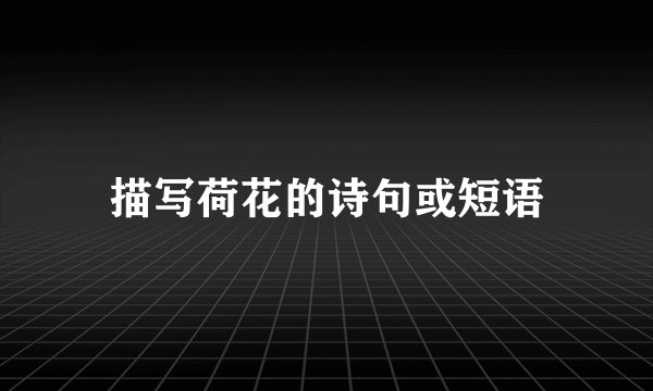 描写荷花的诗句或短语