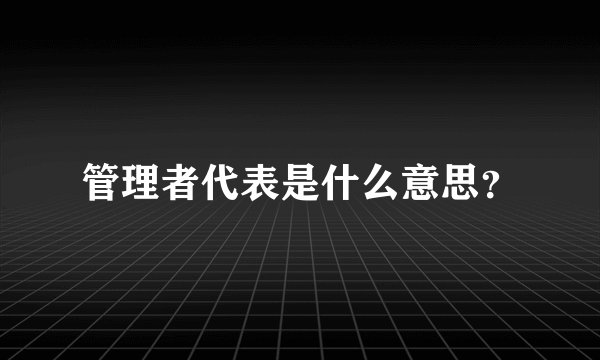 管理者代表是什么意思？
