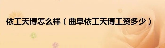 依工天博怎么样（曲阜依工天博工资多少）