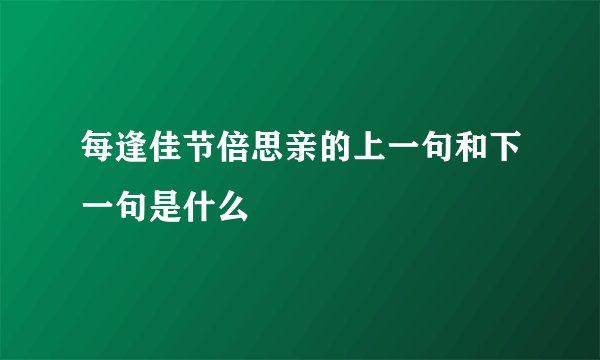每逢佳节倍思亲的上一句和下一句是什么