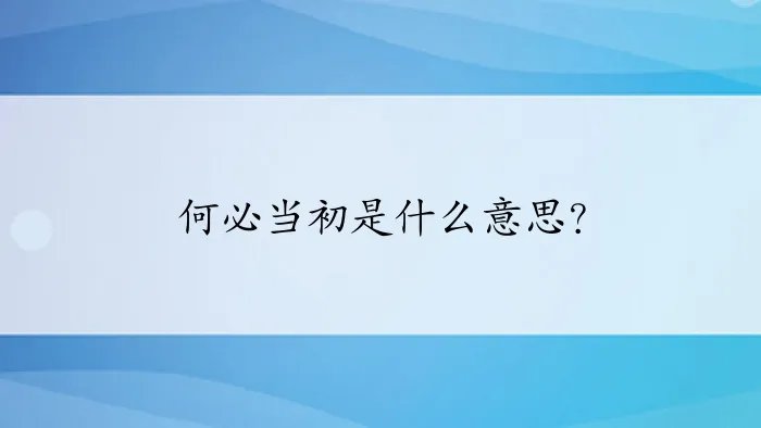 何必当初是什么意思？