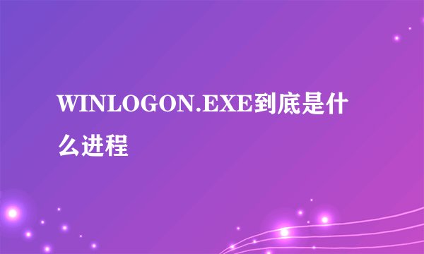 WINLOGON.EXE到底是什么进程