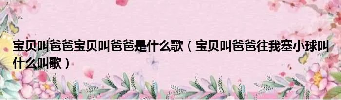 宝贝叫爸爸宝贝叫爸爸是什么歌（宝贝叫爸爸往我塞小球叫什么叫歌）